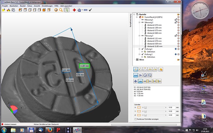 Datumsstempel - Messung Netfabb
